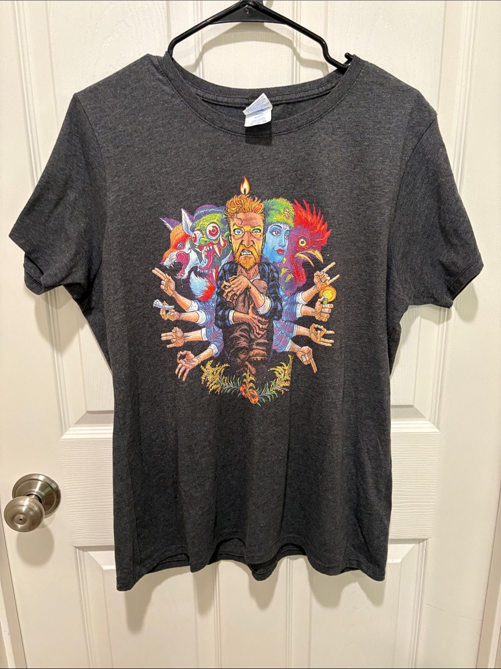 Tyler Childers Graphic Crewneck T-Shirt in Charcoal with Multicolor Print
